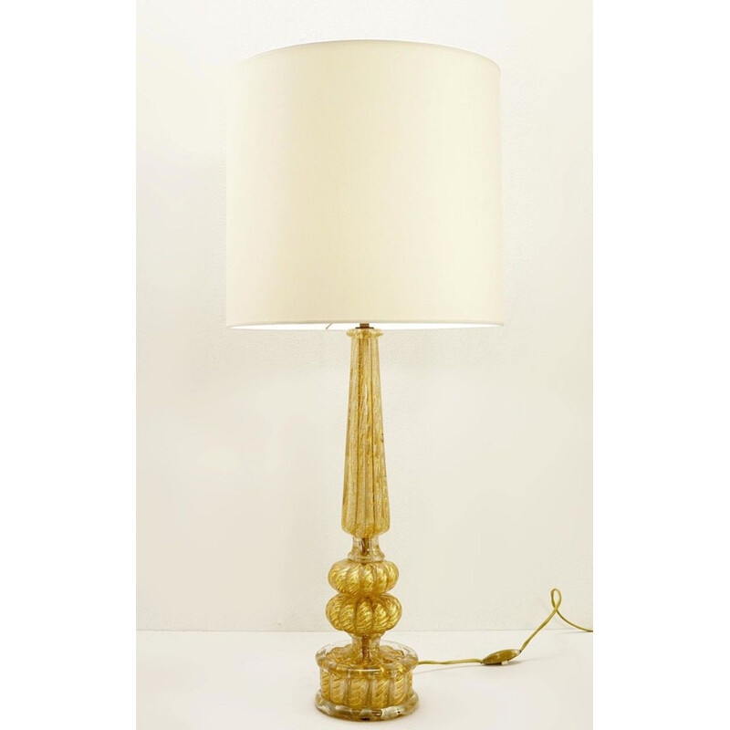 Vintage Barovier & Toso Cordonato D'Oro Murano Table Lamp 1950s