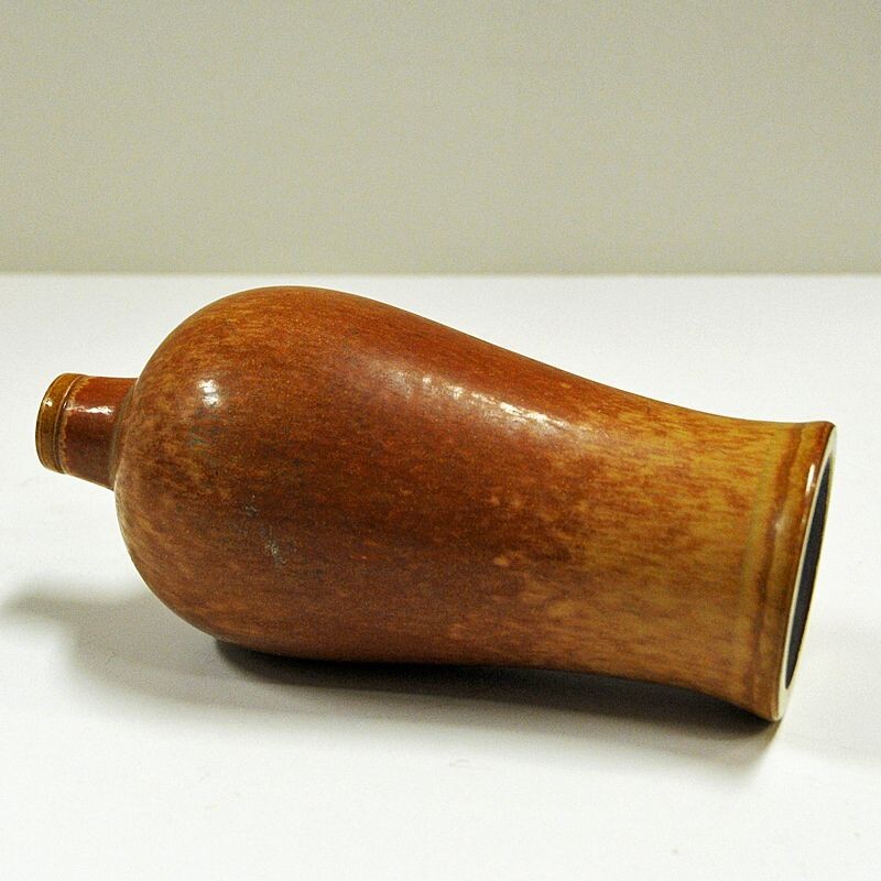 Vintage goldenbrown Ceramic Vase by Gunnar Nylund Rörstrand Sweden 1950s