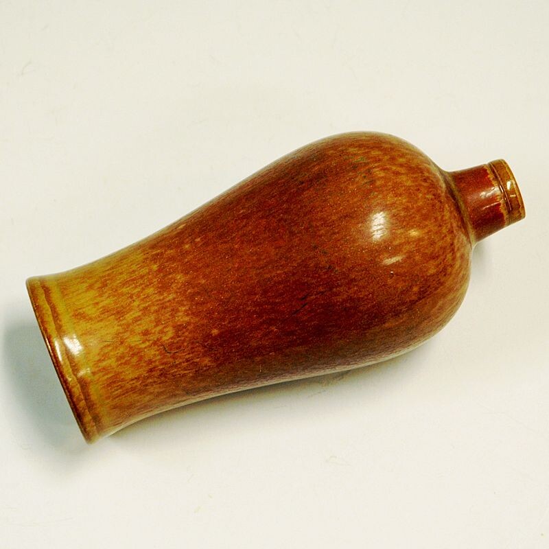 Vase vintage en céramique brun doré par Gunnar Nylund Rörstrand Suède 1950