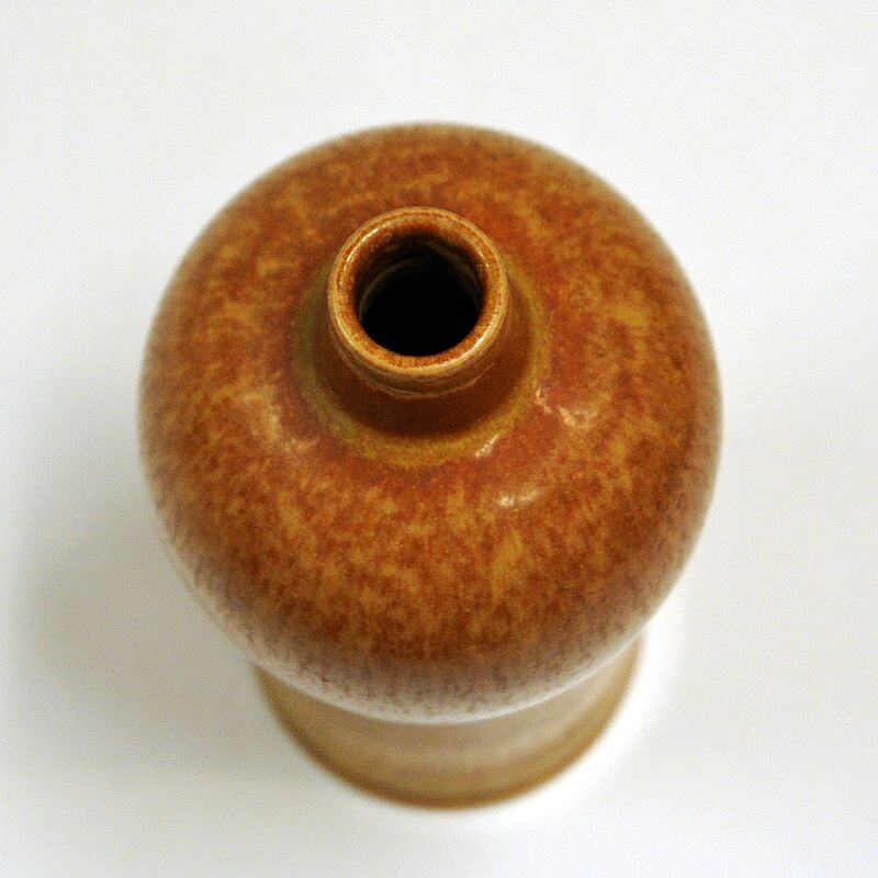Vintage goldenbrown Ceramic Vase by Gunnar Nylund Rörstrand Sweden 1950s