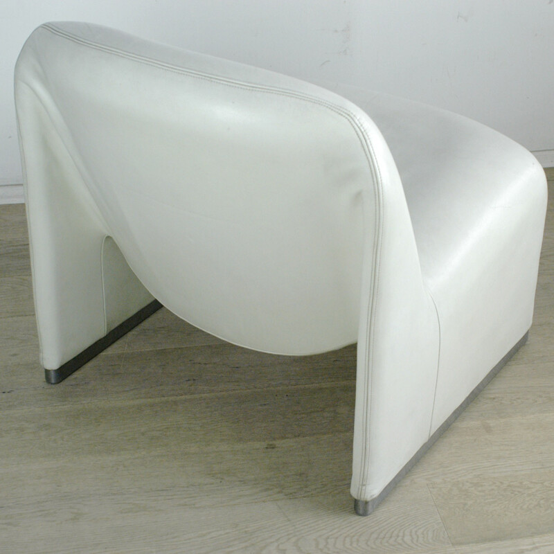 Chaise "Alky" italienne en cuir blanc et métal, Giancarlo PIRETTI - 1970