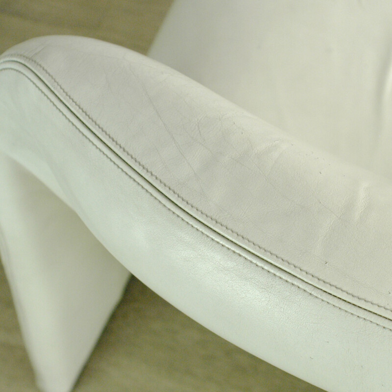 Chaise "Alky" italienne en cuir blanc et métal, Giancarlo PIRETTI - 1970