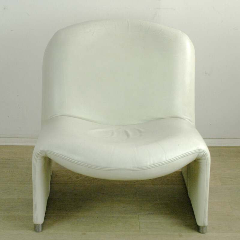 Chaise "Alky" italienne en cuir blanc et métal, Giancarlo PIRETTI - 1970