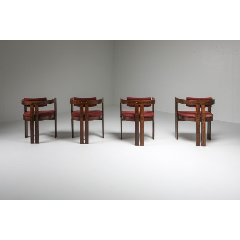 Set of 4 vintage Pigreco Armchairs Bentwood Frames by Afra & Tobia Scarpa 1960s