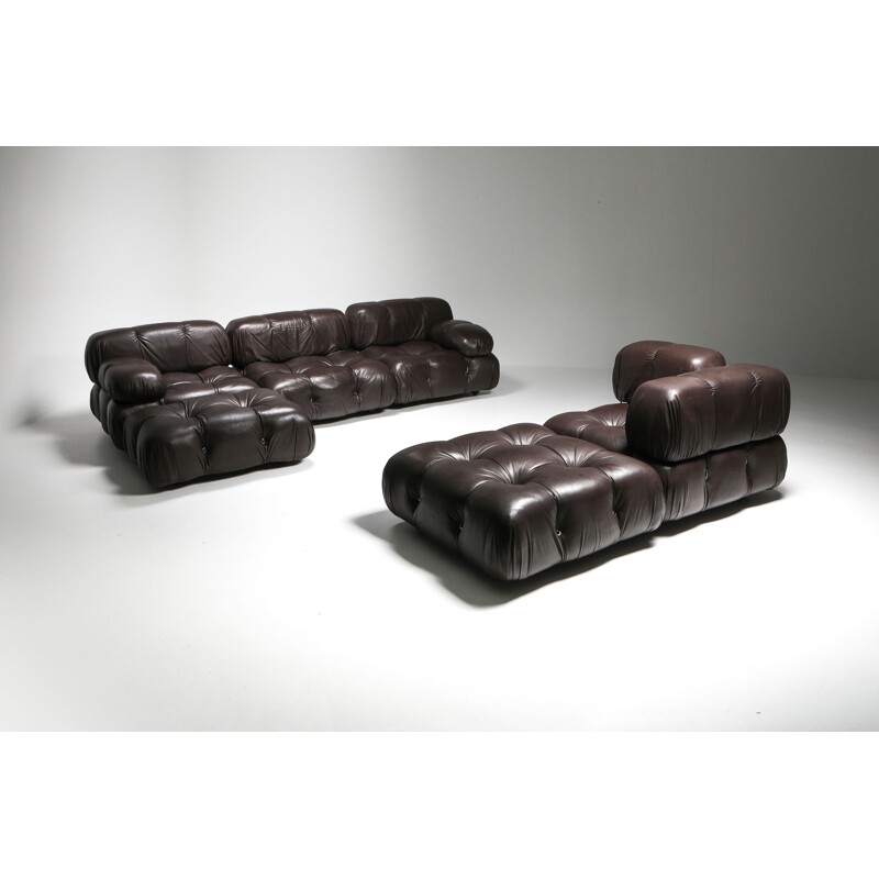 Vintage Mario Bellini's Camaleonda Sectional Sofa in Chocolate Brown Leather 1970s