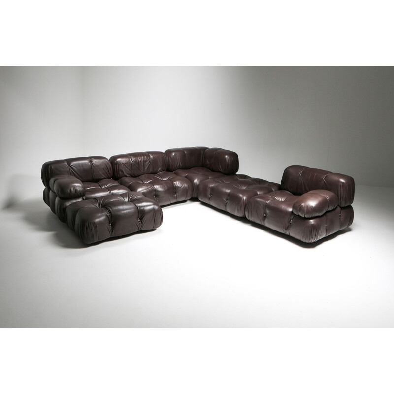 Vintage Mario Bellini's Camaleonda Sectional Sofa in Chocolate Brown Leather 1970s