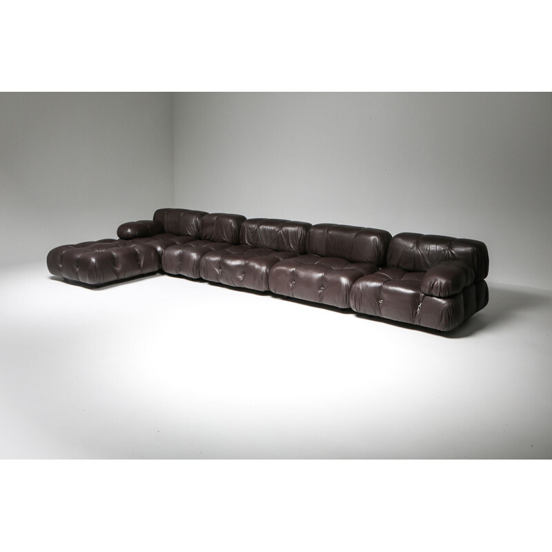 Vintage Mario Bellini's Camaleonda Sectional Sofa in Chocolate Brown Leather 1970s