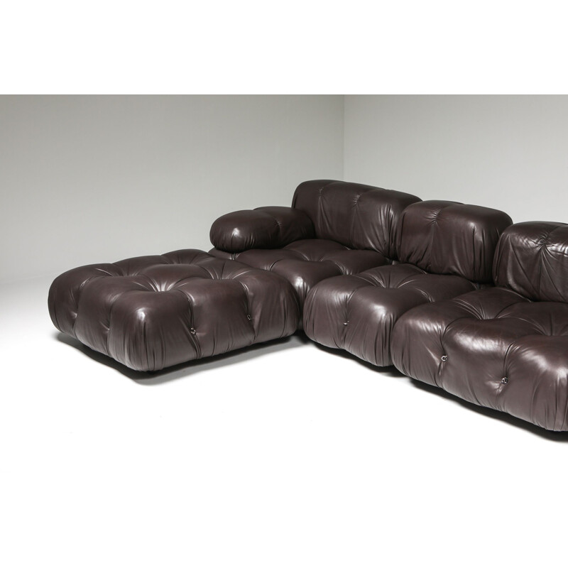 Vintage Mario Bellini's Camaleonda Sectional Sofa in Chocolate Brown Leather 1970s