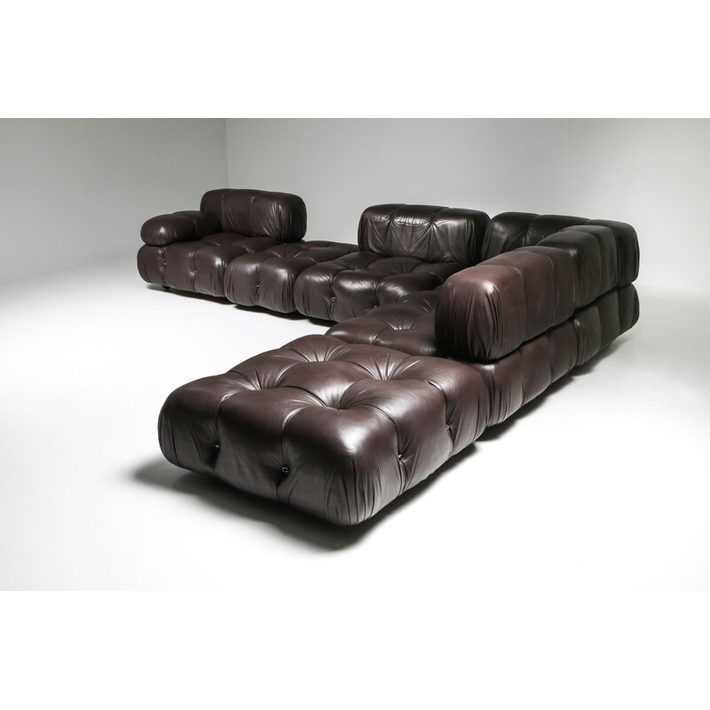 Vintage Mario Bellini's Camaleonda Sectional Sofa in Chocolate Brown Leather 1970s