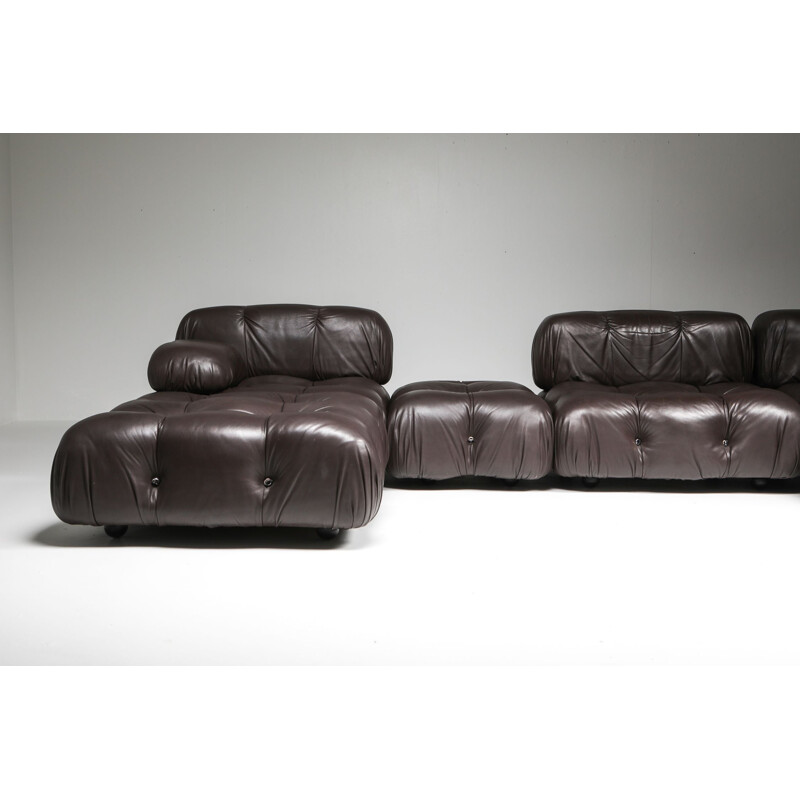 Vintage Mario Bellini's Camaleonda Sectional Sofa in Chocolate Brown Leather 1970s