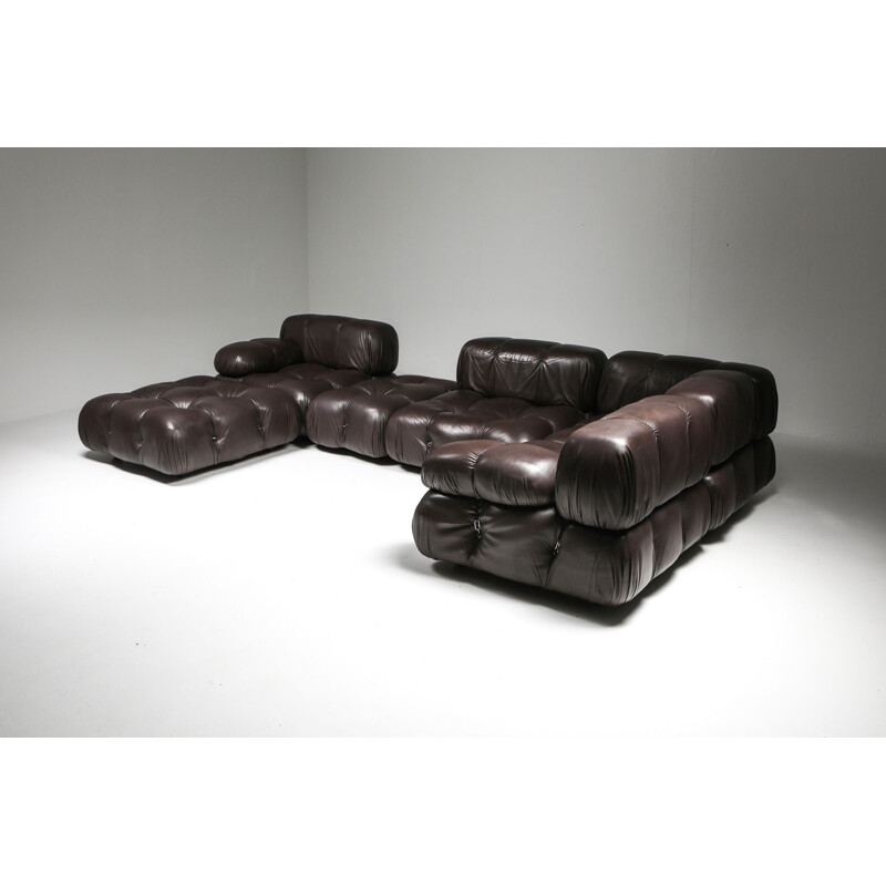 Vintage Mario Bellini's Camaleonda Sectional Sofa in Chocolate Brown Leather 1970s