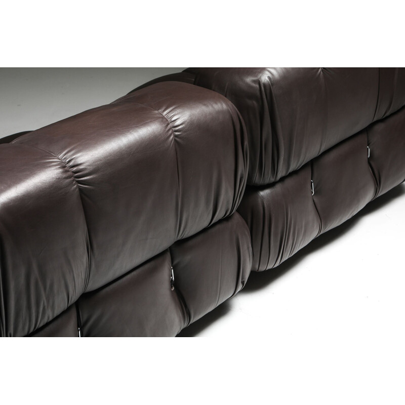 Vintage Mario Bellini's Camaleonda Sectional Sofa in Chocolate Brown Leather 1970s