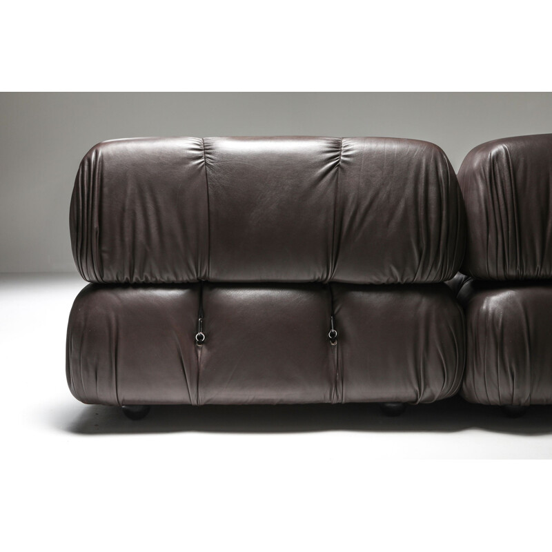 Vintage Mario Bellini's Camaleonda Sectional Sofa in Chocolate Brown Leather 1970s