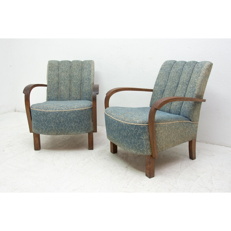 Pair of vintage bentwood armchairs by Jindřich Halabala for UP Závody 1930s