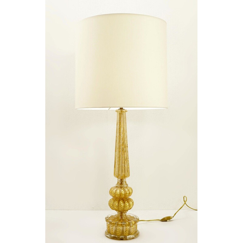 Vintage table lamp Murano Cordonato D'Oro by Barovier & Toso 1950