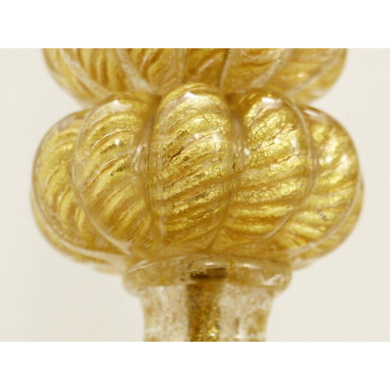 Vintage table lamp Murano Cordonato D'Oro by Barovier & Toso 1950