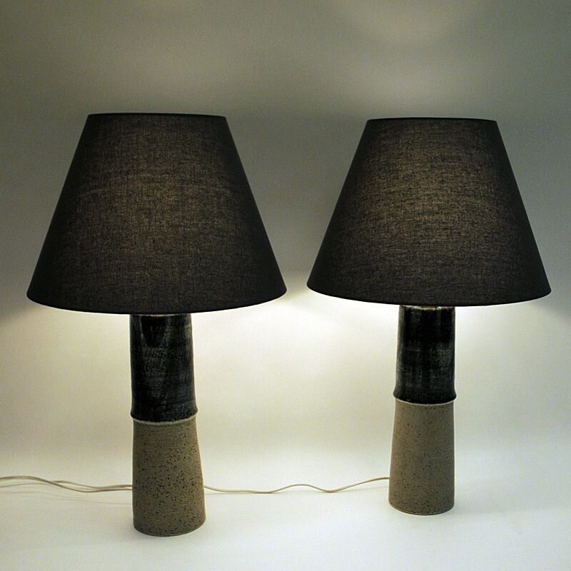 Pair of vintage glazed stoneware table lamps by Olle Alberius  Rörstrand Sweden 1970s