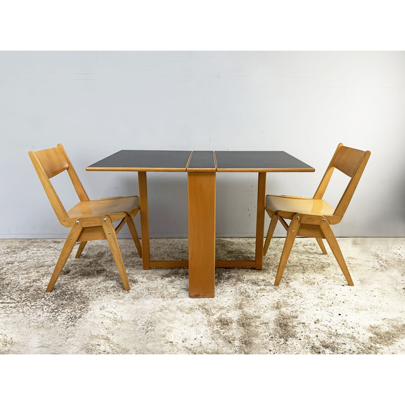 Mid century Habitat dining table and 2 Casala chairs 1980s