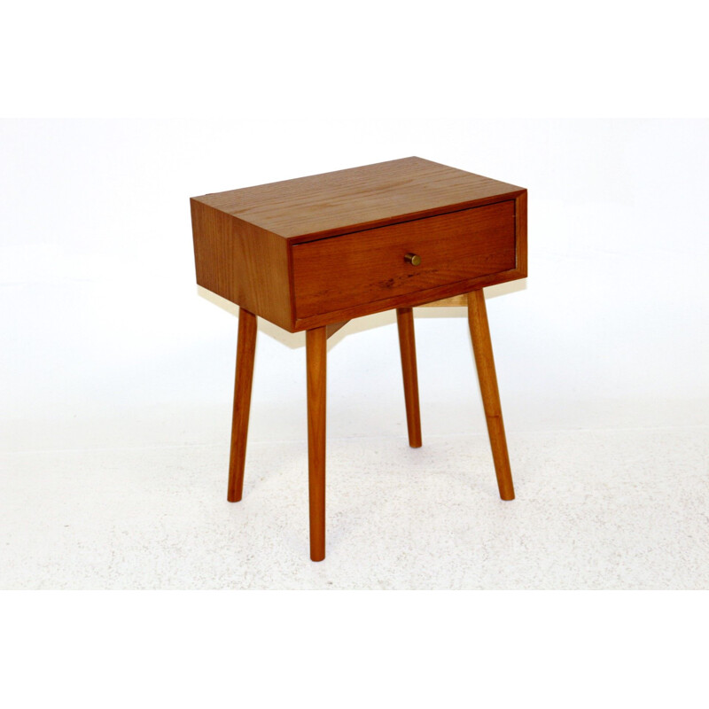 Vintage bedside table in teak and beech Sweden 1960s