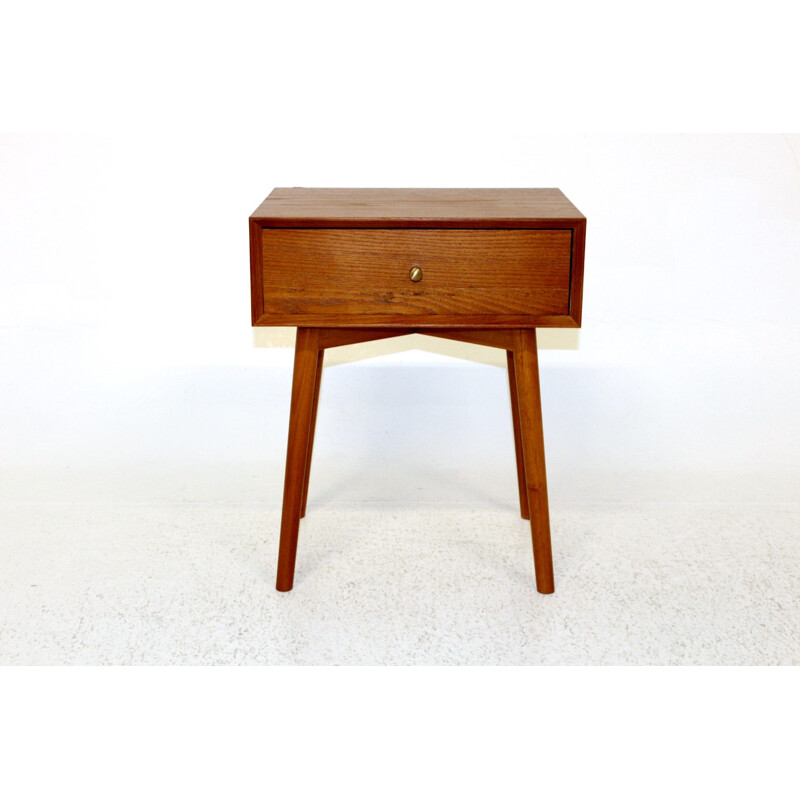 Vintage bedside table in teak and beech Sweden 1960s