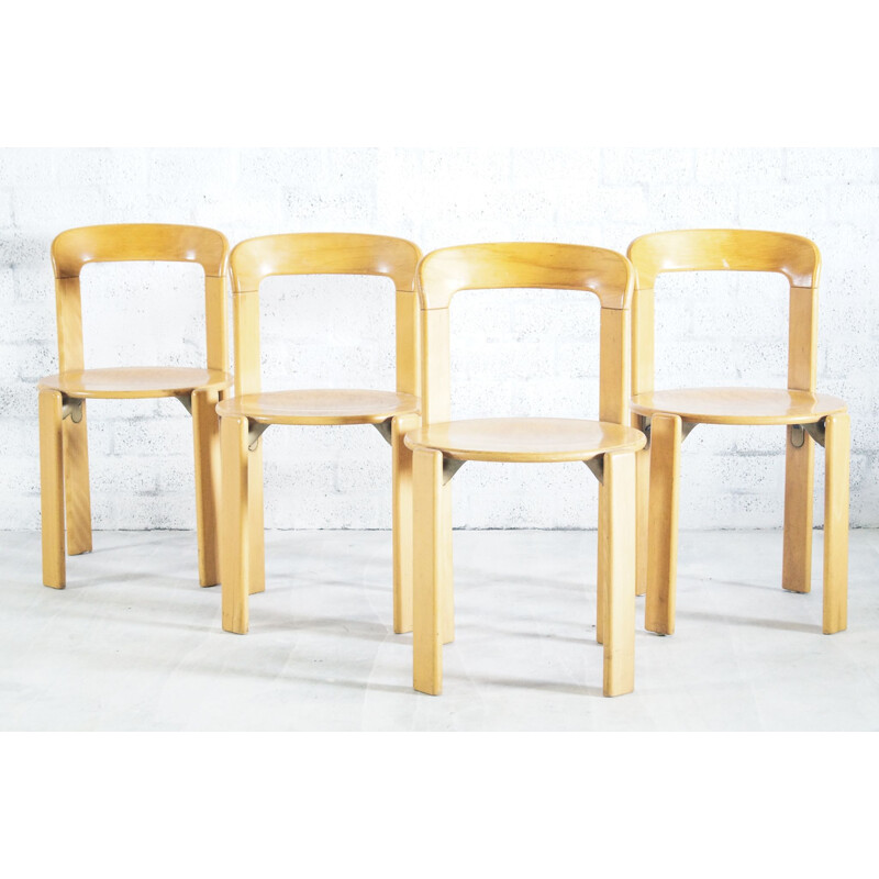 Set of 4 vintage Bruno Rey Dining Chairs 1970s