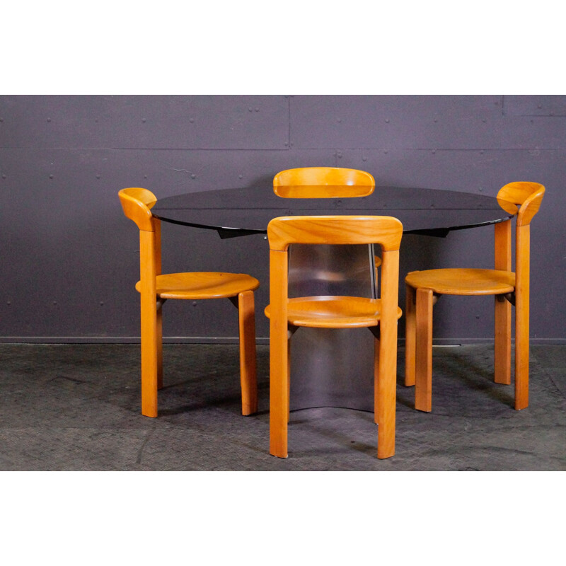 Vintage Luigi Saccardo Table with 4 Bruno Rey Chairs 1970s