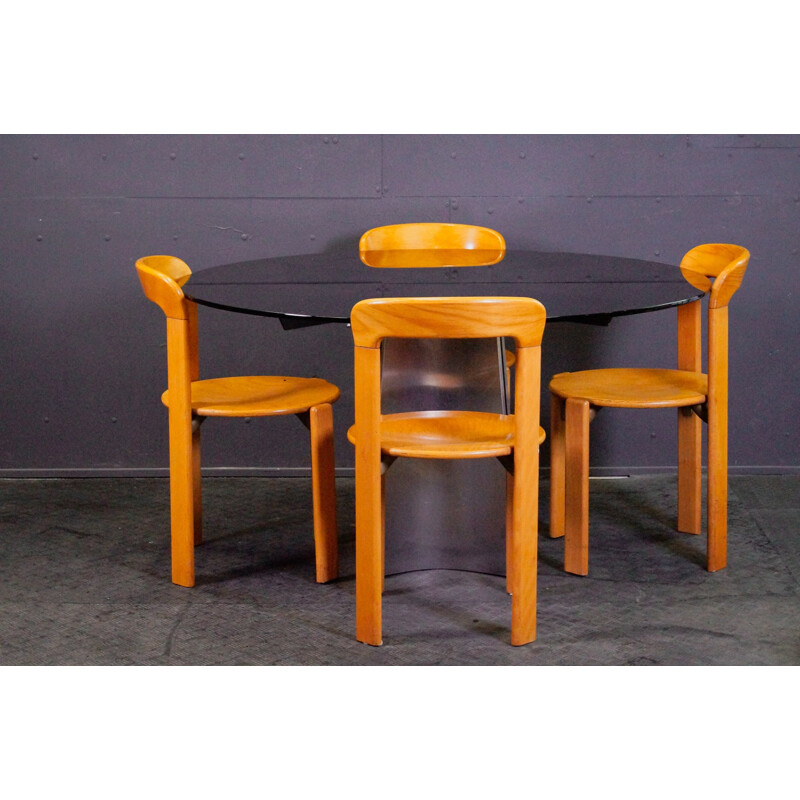 Table vintage Luigi Saccardo avec 4 chaises Bruno Rey 1970
