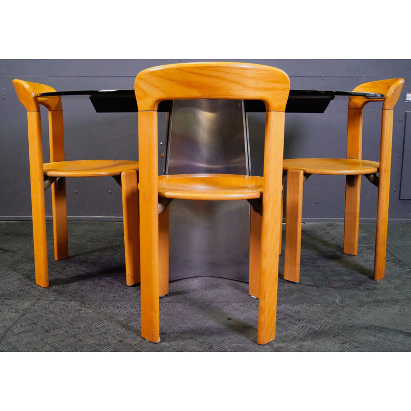 Vintage Luigi Saccardo Table with 4 Bruno Rey Chairs 1970s