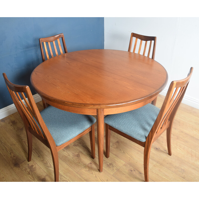 Vintage Teak G Plan Round Table & Four Chairs By Victor Wilkins 1960s