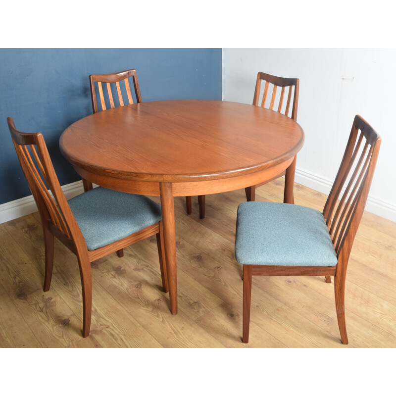 Vintage Teak G Plan Round Table & Four Chairs By Victor Wilkins 1960s