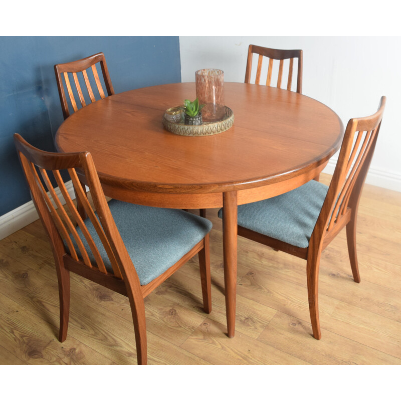 Vintage Teak G Plan Round Table & Four Chairs By Victor Wilkins 1960s