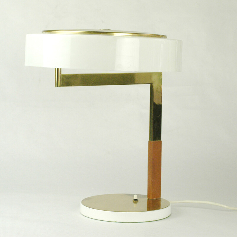 Lampe de table autrichienne en laiton et acrylique, J. T KALMAR - 1960
