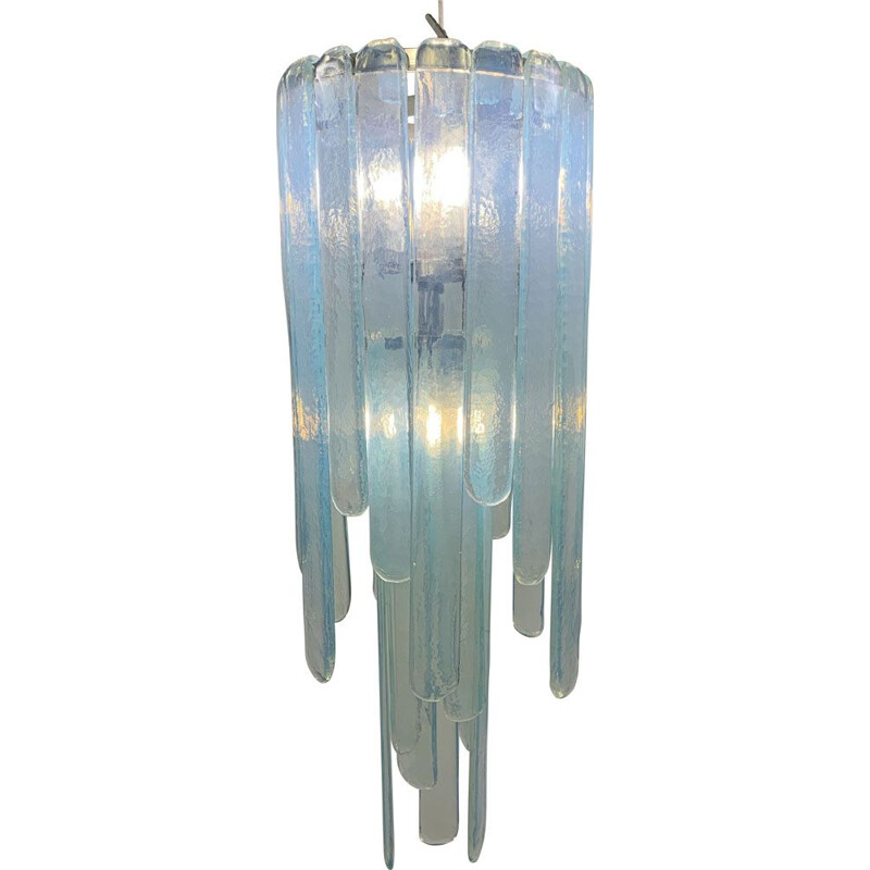 Lampadario vintage in vetro di Murano opalescente