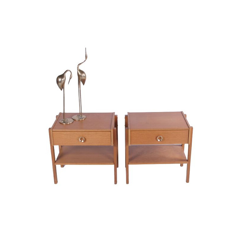 Pair of vintage night stands in light wood, Sweden