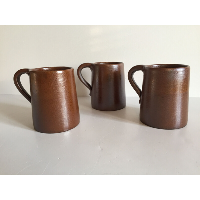 Set of 3 vintage mugs by Grès du Marais