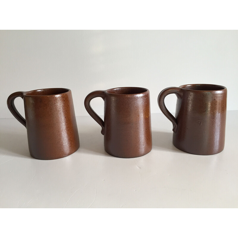 Set of 3 vintage mugs by Grès du Marais