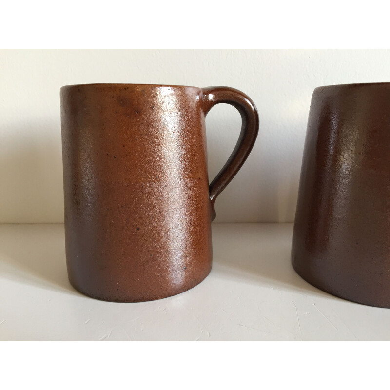 Set of 3 vintage mugs by Grès du Marais