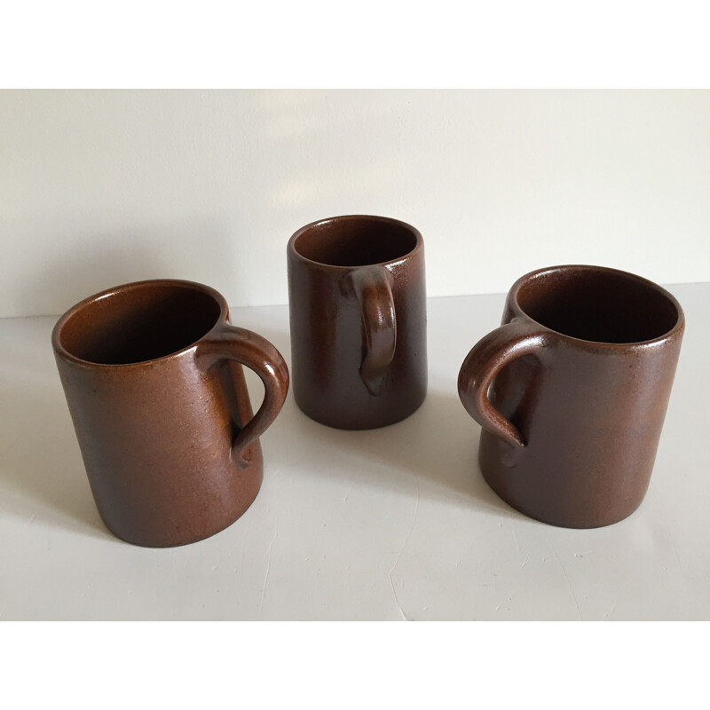 Set of 3 vintage mugs by Grès du Marais