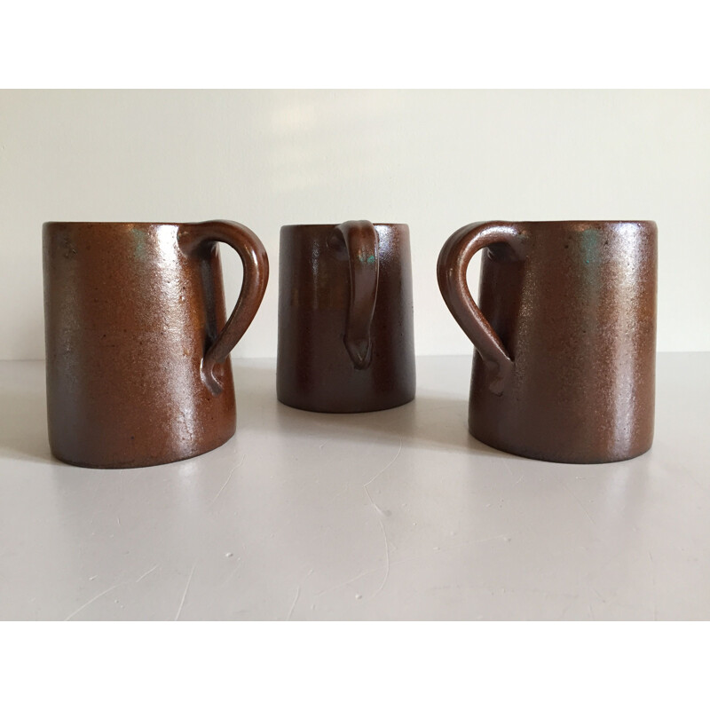 Set of 3 vintage mugs by Grès du Marais