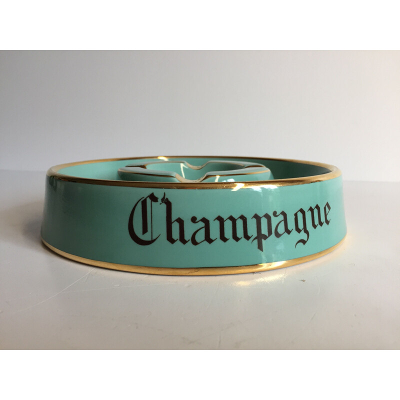 Cendrier vintage en céramique champagne