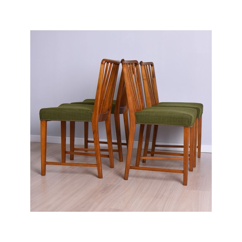 Set of 4 vintage mahogany chairs by Fritz Hansen, Denmark 1940