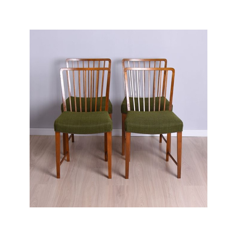 Set of 4 vintage mahogany chairs by Fritz Hansen, Denmark 1940