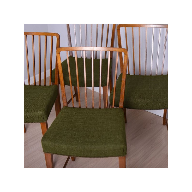 Set of 4 vintage mahogany chairs by Fritz Hansen, Denmark 1940