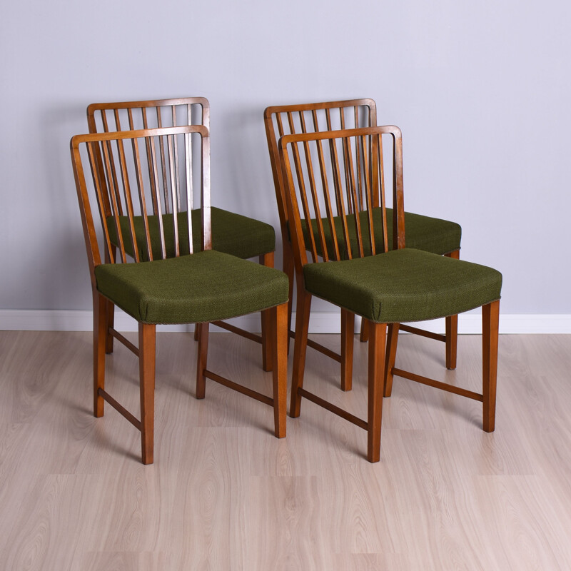 Set di 4 sedie vintage in mogano di Fritz Hansen, Danimarca 1940