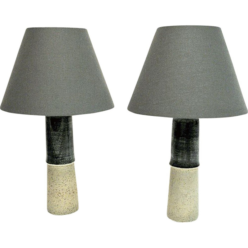 Pair of vintage glazed stoneware table lamps by Olle Alberius  Rörstrand Sweden 1970s