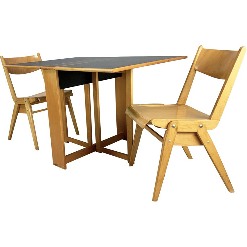 Mid century Habitat dining table and 2 Casala chairs 1980s
