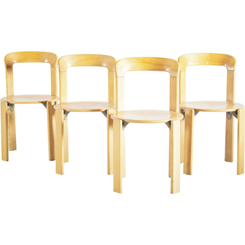 Set of 4 vintage Bruno Rey Dining Chairs 1970s