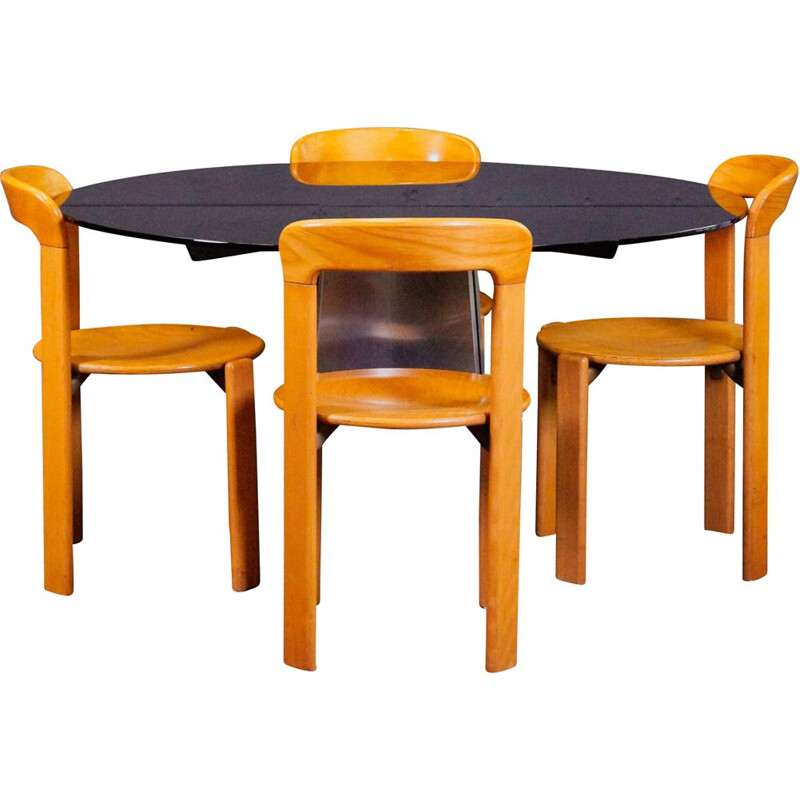Vintage Luigi Saccardo Table with 4 Bruno Rey Chairs 1970s