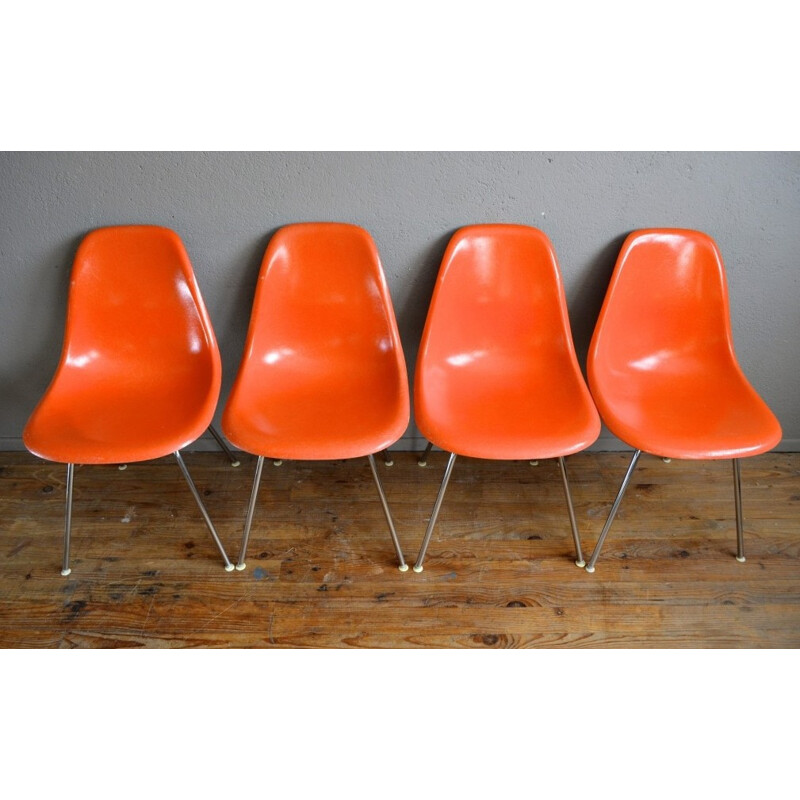 Set of 4 Herman Miller "DSX" chairs, Charles & Ray EAMES - 1960s