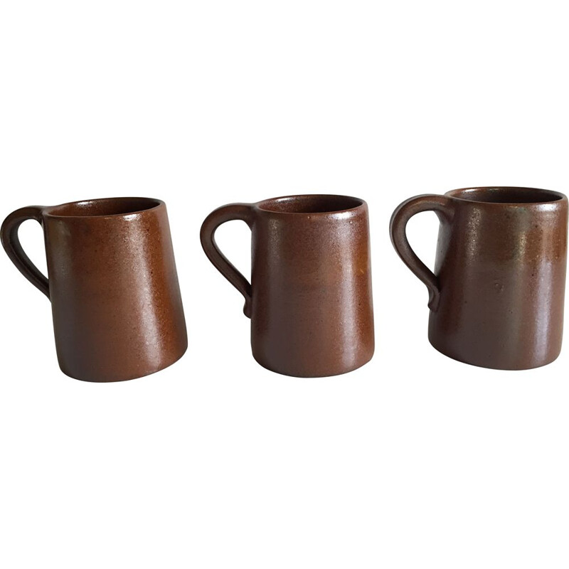 Set of 3 vintage mugs by Grès du Marais